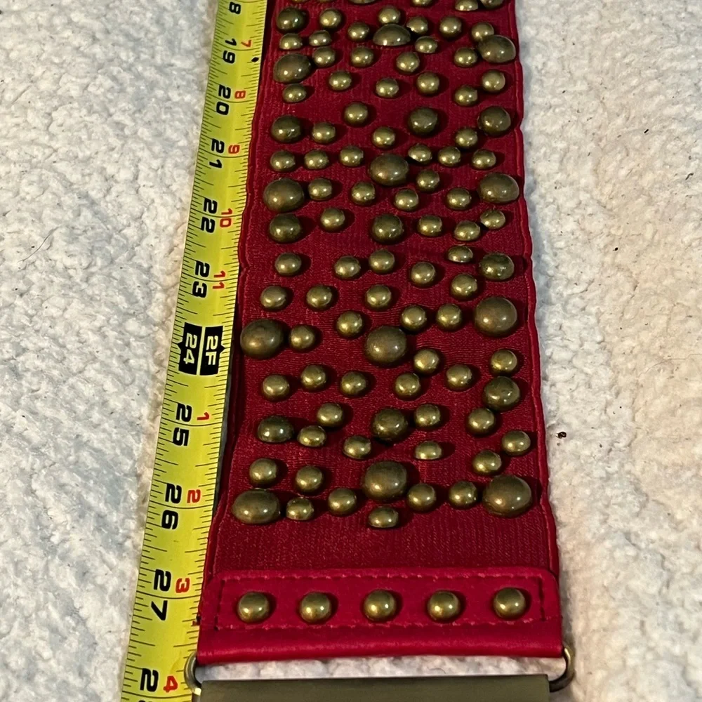 Vintage Studded Stretch Retro Red Belt - Picture 8 of 13